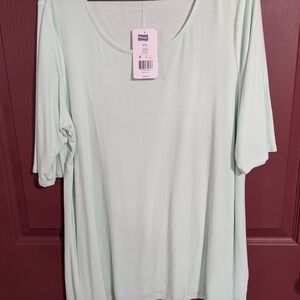 Kim Rogers Mint Scoop Neck Short Sleeve Top
